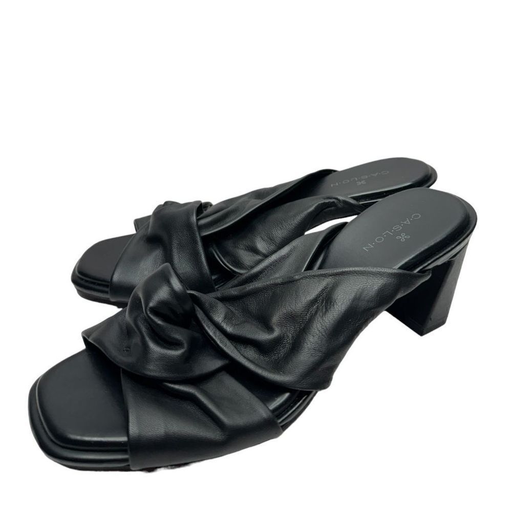 Caslon Sandals Womens Size 6.5 Black Leather Crisscross‎ Open Toe Block Heel